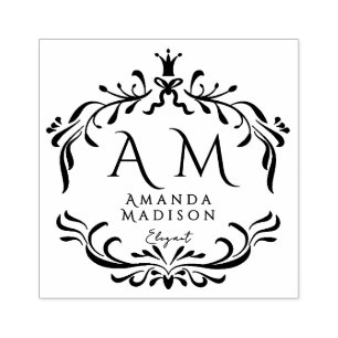 Delicate Elegant Monogram Rubber Stamp Rubberstempel