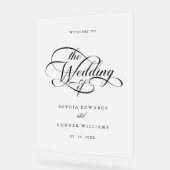 Delicate Elegant Script Huwelijk Welkom Frosted Acryl Bord (Hoek)