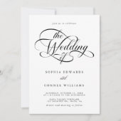 Delicate Elegant Script Trouwen Zwart-wit Kaart (Voorkant)