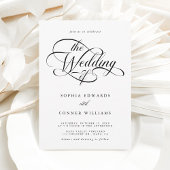 Delicate Elegant Script Trouwen Zwart-wit Kaart