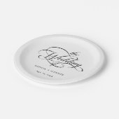 Delicate Elegant Script Trouwen Zwart & Wit Papieren Bordje (Gekanteld)