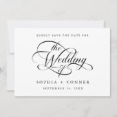 Delicate Elegant Script Trouwfoto QR-code Save The Date (Voorkant)