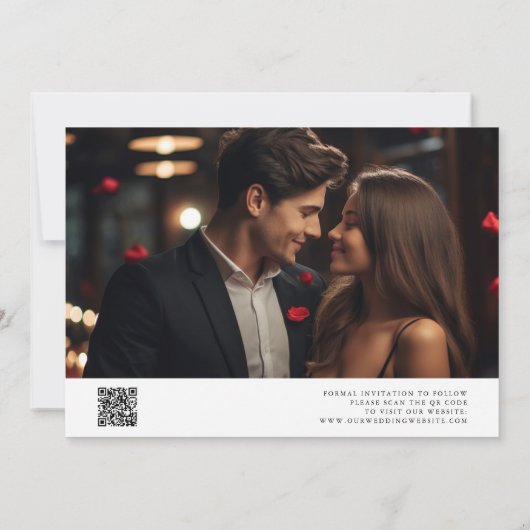 Delicate Elegant Script Trouwfoto QR-code Save The Date (Achterkant)