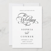 Delicate Elegant Script Trouwfoto QR-code Save The Date (Voorkant)