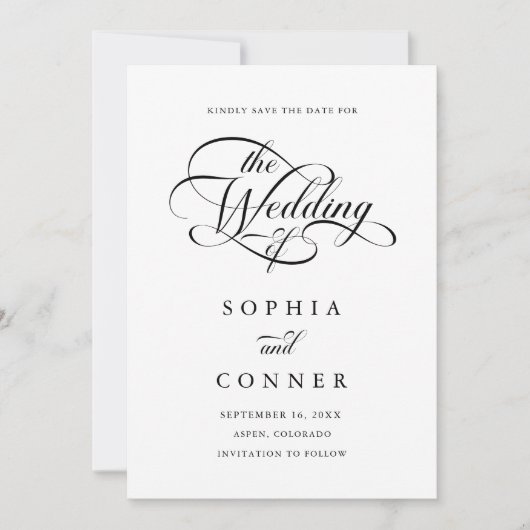 Delicate Elegant Script Trouwfoto QR-code Save The Date (Voorkant)