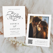 Delicate Elegant Script Trouwfoto QR-code Save The Date