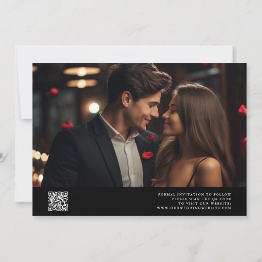 Delicate Elegant Script Trouwfoto Zwart Save The Date (Achterkant)