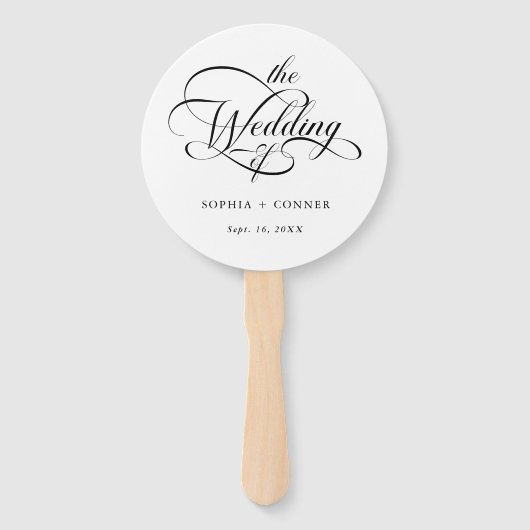 Delicate Elegant Script Trouwtijdlijn Handwaaier (Voorkant)