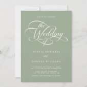 Delicate Elegant Script Wedding Sage Green Kaart (Voorkant)