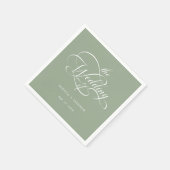 Delicate Elegant Script Wedding Sage Green Servet (Hoek)