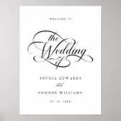 Delicate Elegant Script Wedding Welkomstbord Poster (Voorkant)