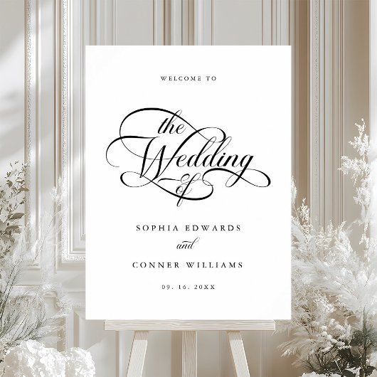 Delicate Elegant Script Wedding Welkomstbord Poster
