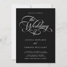 Delicate Elegant Script Wedding Zwart