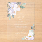 Delicate Elegant Waterverf Bloemen bruiloft Acryl Uitnodigingen (Voorkant)