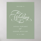Delicate Elegant Wedding Sage Green Welcome Sign Poster (Voorkant)