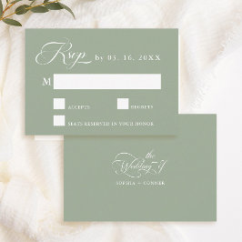 Delicate Elegant Wedding Sage Groen RSVP Kaartje