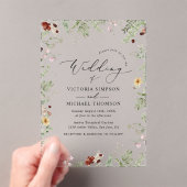 Delicate Elegant Wildflowers Wedding Acryl Uitnodigingen (Insitu (Draagbaar))