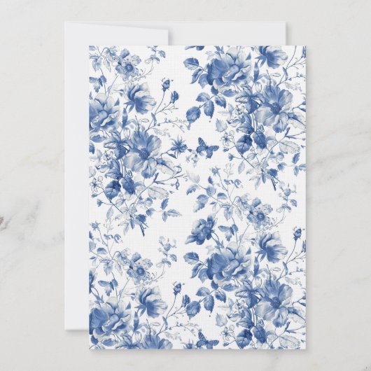 Delicate elegante huwelijksuitnodiging in blauwe k kaart (Achterkant)