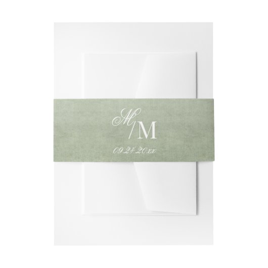 Delicate Elegante Minimale Saliegroene Trouwdag Uitnodigingen Wikkel (Voorkant Voorbeeld)