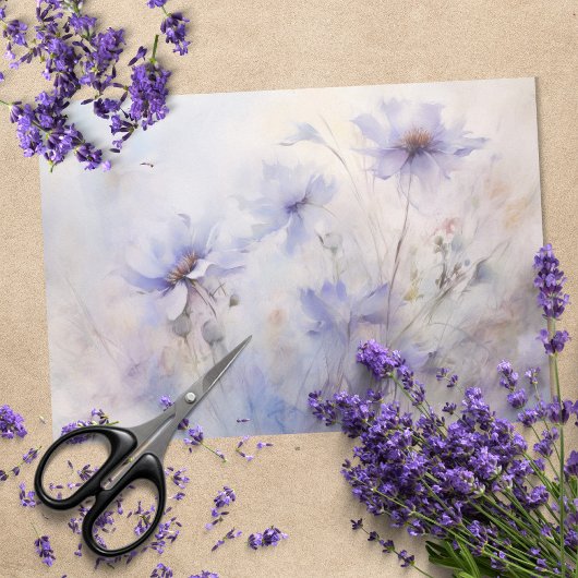Delicate, Elegante Paarse Anemoon Bloemendecoupage Tissuepapier