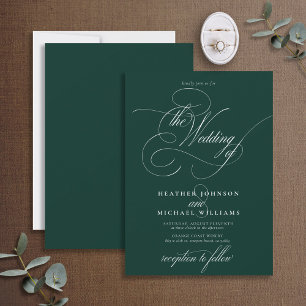 Delicate Emerald Green Modern Calligraphy Classic Kaart