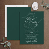 Delicate Emerald Green Modern Calligraphy Classic Kaart