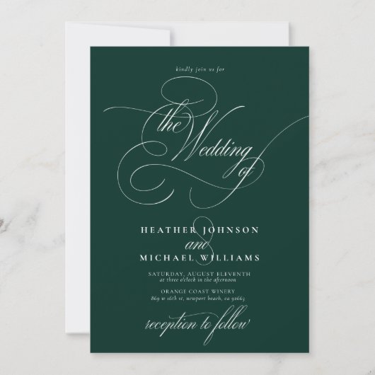 Delicate Emerald Green Modern Calligraphy Classic Kaart (Voorkant)