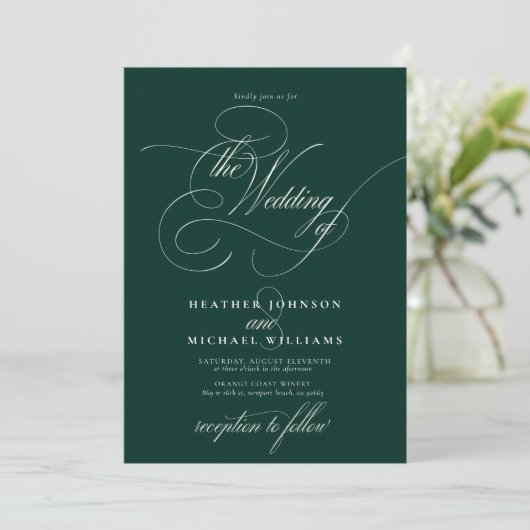 Delicate Emerald Green Modern Calligraphy Classic Kaart (Staand voorkant)