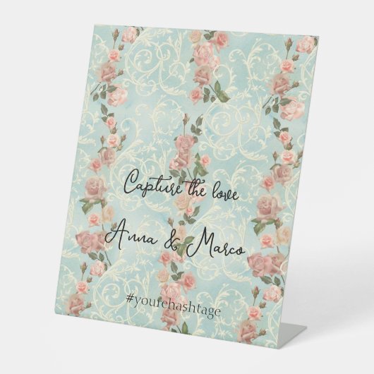 delicate Engelse rozen Reclamebord Met Voetstuk (Voorkant)