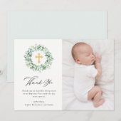 Delicate Eucalyptus | Elegant Waterverf Baptisme Bedankkaart (Voorkant / Achterkant)