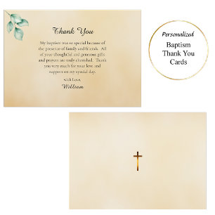 Delicate Eucalyptus en Parchment Orthodoxe Doop Bedankkaart