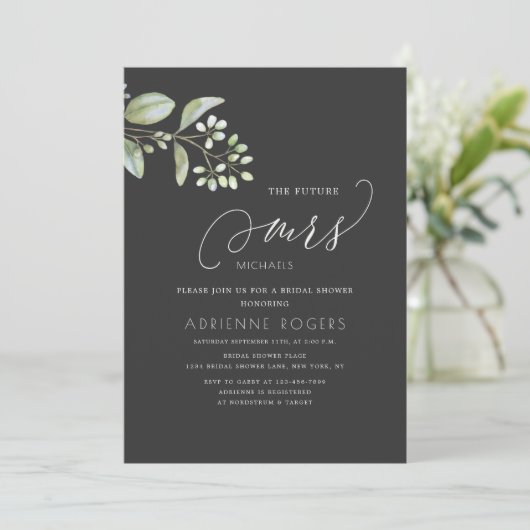 Delicate Eucalyptus Future Mrs Gray Vrijgezellenfe Kaart (Staand voorkant)