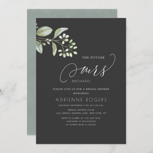 Delicate Eucalyptus Future Mrs Gray Vrijgezellenfe Kaart (Voorkant / Achterkant)