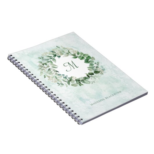 Delicate Eucalyptus | Monogram Waterverf legant Notitieboek (Rechterzijde)