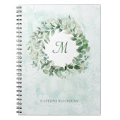 Delicate Eucalyptus | Monogram Waterverf legant Notitieboek (Voorkant)