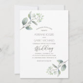 Delicate Eucalyptus Springs White Wedding Kaart (Voorkant)