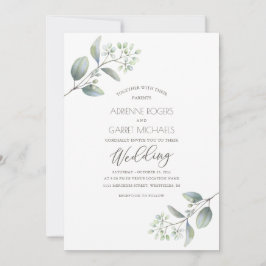 Delicate Eucalyptus Springs White Wedding Kaart