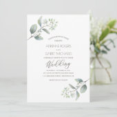 Delicate Eucalyptus Springs White Wedding Kaart (Staand voorkant)