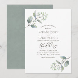 Delicate Eucalyptus Springs White Wedding Kaart