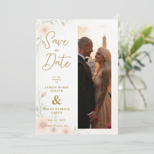 Delicate & Exquisite Romantic Pastel Wedding Save The Date (Staand voorkant)