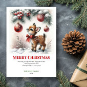 Delicate Fawn Snowy Forest Christmas Greeting Card Feestdagenkaart