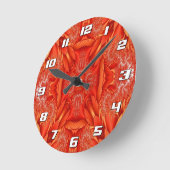 Delicate Feather Fractal Design - rood met cijfers Ronde Klok (Hoek)