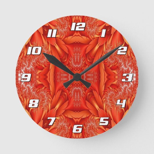 Delicate Feather Fractal Design - rood met cijfers Ronde Klok (Voorkant)