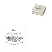 Delicate Feather Hand-written Custom Book Library Rubberstempel (Gestempeld)
