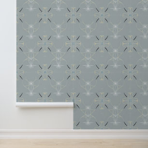 Delicate Floral Abstract Pattern in Zacht Grijs Behang