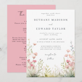 Delicate Floral Alles in één huwelijksuitnodiging Kaart