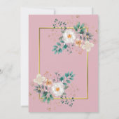 Delicate Floral and Gold Border Invitation Kaart (Achterkant)