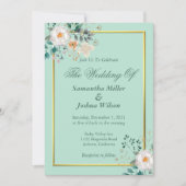 Delicate Floral and Gold Border Invitation Kaart (Voorkant)