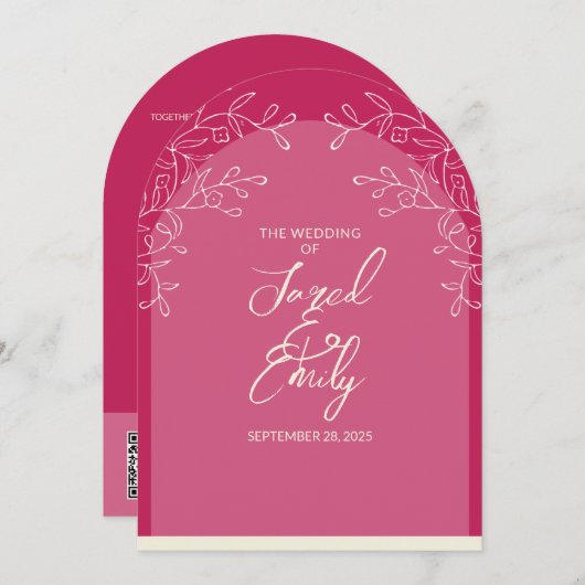 Delicate Floral Arch Style bruiloft uitnodiging (Voorkant / Achterkant)