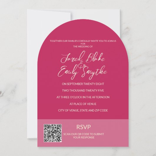 Delicate Floral Arch Style bruiloft uitnodiging (Achterkant)